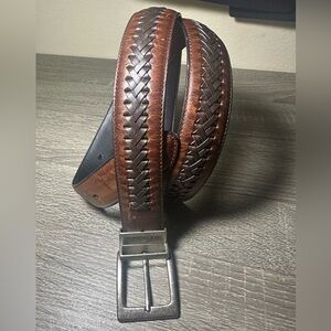 Columbia Men’s Woven Two Tone Brown Leather Belt Sz 38/95